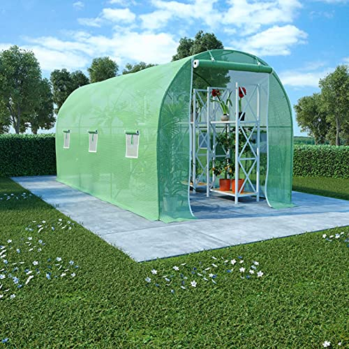 Mogou Gewächshaus, Gartengewächshaus, Green House, Foliengewächshaus Winterfest, Tomatengewächshaus, 9 m² 4,5×2×2 m