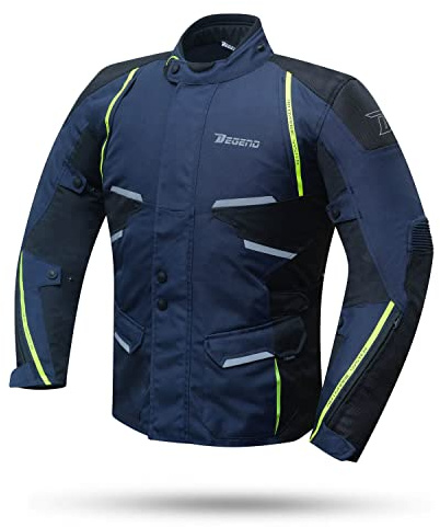 DEGEND SAHARA | Motorradjacke Ganzjährig Herren 4 Jahreszeiten mit 3 Layer - 2 Herausnehmbare Winterschichten + Protektoren & Reflektoren, Blau,XXL