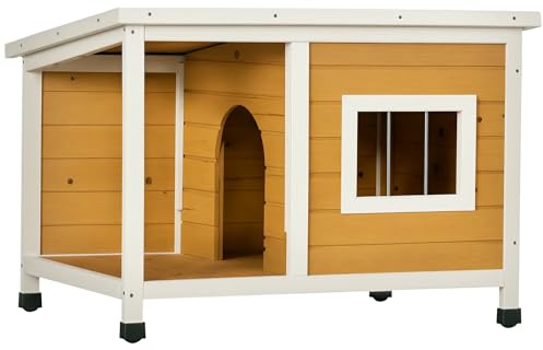 PawHut Caseta para Perros Pequeños Exterior 85,5x62x60 cm Natural