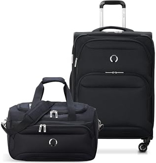 DELSEY Paris Sky Max 2.0 Softside Erweiterbares Gepäck mit Spinnrollen, Schwarz, 2-Piece Set (24/Duffle)