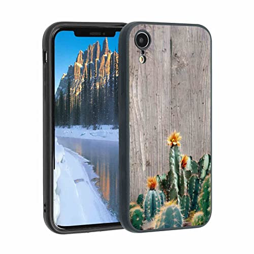 KARYOU Coque de téléphone texture bois de cactus pour iPhone XR pour femmes et hommes, cadeaux, style silicone souple résistant aux chocs - Coque texture bois de cactus pour iPhone XR