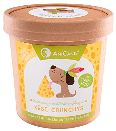 AniCanis Käse Leckerli Crunchys für Hunde - Trainingssnack purinarm - 60g | Hartkäse, Training & Belohnung, vegetarisch, fettarm, Hundesnack, ohne Zusatzstoffe, für artige Hunde