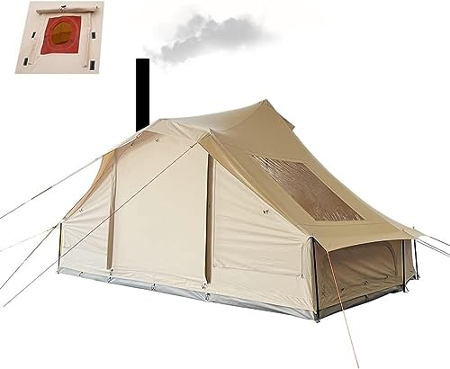 Sport Tent 4 Jahreszeiten Zelt Wasserdicht Campingzelt Familienzelt Baumwolle Segeltuch Jurte Zelt Transparentes Dach Rundzelt mit Holzofenloch & Oberlicht Stehhöhe für 6-8 Personen Glamping