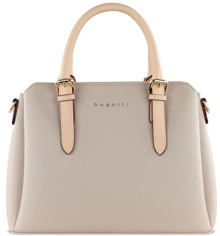 bugatti Ella, medelstor handväska för damer, bowlingväska, av konstläder - Beige