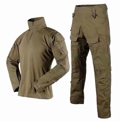 KINROCO Airsoft Paintball Tarnanzug Tactical Shirt Und Airsoft Hose Jagdbekleidung Herren Taktische Schießen Softair Uniform Set(Size:M,Color:Khaki)