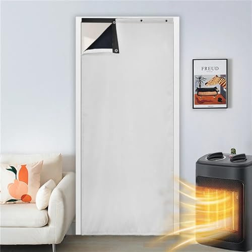 Rideau de porte thermique, rideau de porte chaud pour l'hiver, isolation thermique, coupe-vent, cloison, isolation phonique, rideau de porte (couleur : blanc, taille : 85 cm x 210 cm)