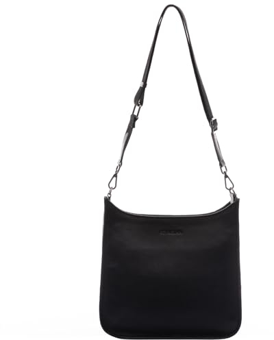 FEYNSINN große Umhängetasche echt Leder - Crossbody Bag YLVI - Schultertasche Damentasche mit Schultergurt - Ledertasche Damen schwarz handgefertigt