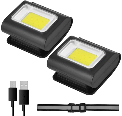 Adiwo Lauflicht Lauflampe Joggen, 5 Lichtmodi LED Clip Lampe 500 Lumen Einstellbare Magnetische Saugkraft Stirnlampe USB Lampe IP64 Wasserdicht Wiederaufladbar mit Rotlicht für Joggen Campen