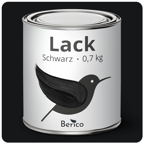 Berico Acryllack - Schwarz - 0,7 Kg - 4in1 Lack Buntlack Möbelfarbe Möbellack - Für Innen und Außen - Holz, Möbel, Metall & Fliesen
