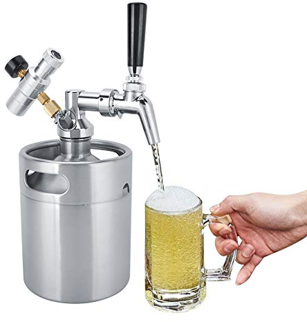 Topyond 2L Mini Acero Inoxidable Café Cerveza Barril Barril Dispensador De Bebidas Kit Para Suministros Para El Hogar Y El Hotel Sistema De Barril De Cerveza Portátil Sistema De Barril De Cerveza Case