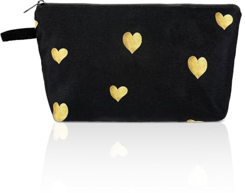 Sibba Trousse de Maquillage de Voyage Mignonne avec Fermeture éclair pour Pièces de Monnaie Petit Sac de Rangement en Forme de Cœur Accessoires pour CosméTiques Factures Cadeaux (Noir)