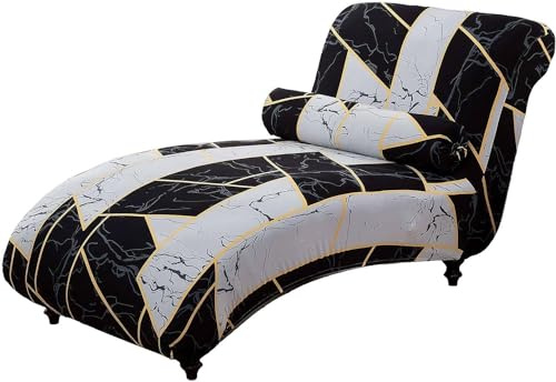 Bedruckter Chaiselongue-Bezug, für den Innenbereich, ohne Armlehnen, Chaiselongue-Schonbezug, Stretch-Schonbezug, Möbelschutz für Wohnzimmer (6, Einheitsgröße)