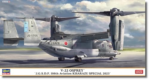 Hasegawa 02477 1/72 JGSDF V-22 Osprey 108th Squadron Kisarazu Special 2023 Plastikmodell, Geformte Farbe