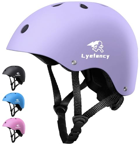 Lyefancy Kids Bike Helmet, Toddler Helmet for 2-13 Years Old Boys Girls, Children Helmet Adjustable Kids Helmet for Cycling, Biking, Scooter, Skating (Purple, M)