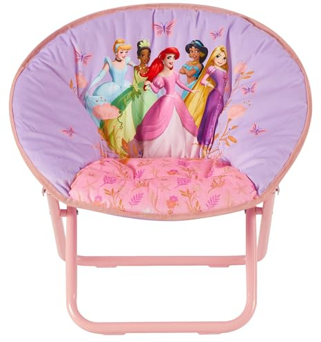Disney Princess Toddler Saucer Chair,19” Folding Kids Chair, Ages 3+, Portable & Lightweight, Cozy Padded Seat for Playroom, Bedroom