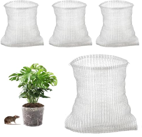 Amasawa 4 Stück Drahtkörbe für Pflanzen, Wurzelschutz aus Edelstahl, Pflanzen Wurzelschutzkörbe, Wurzelschutz Netzbeutel für Schutz der Wurzeln Von Bäumen, Blumen, Gemüse (45 * 40cm)