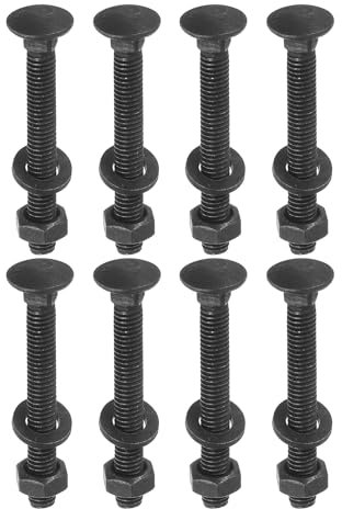 sourcing map M6 x 50mm Carriage Bolt Kit, 25 Set Round Head Square Neck Screws, Carriage Bolts Screws Set Includes Washers and Nuts - Carbon Steel Black Oxide for Fastening Accessories