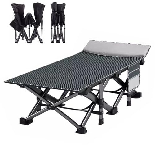 Reisebett Erwachsene Klappbar Tragfähigkeit 300kg, Campingbett Klappbar Leicht mit Seitentaschen Doppellagiges Oxford-Gewebe, 190 X 75 X 35 cm