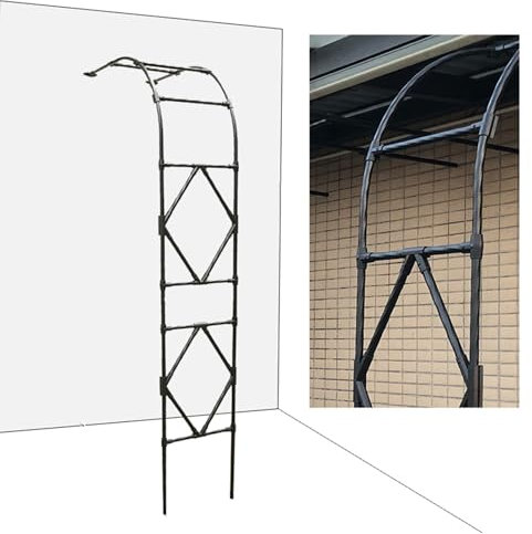 Metall-Garten-Halbbogen, robuster Rosentorbogen für Kletterpflanzen, Pergola-Laube, Rankgitter für Eingänge, Wege, Terrasse, Rasen und Garten, 150 cm, schwarzer Metallbogen