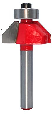 Fräser, Falzfräser, Säulenfräser for Formen von Profilen, Fasenfräser, 1/4-Zoll-Schaft, 45-Grad-Fräser for Formen von Fasenkanten mit oberem Lager, Kantenformwerkzeug aus Wolframkarbid for Holzbearbei