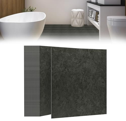 Suusolny 54 Stück 5,02 m² PVC Bodenbelag Vinylboden Selbstklebend Fliesen Vinyl Klebefliesen Bodenfliesen Fliesenaufkleber Rutschfest Wasserfest für Wohnzimmer Küche Badezimmer - Dunkelgrau