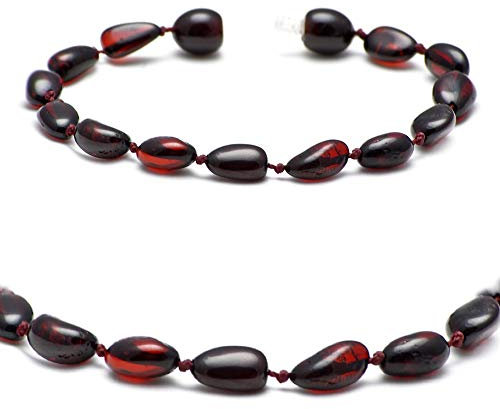Echtes Bernstein Armband - Ostsee Schmuck - Roh Anti Stress Armband aus Ostsee Bernstein Perlen - Echter Bernstein Schmuck, beliebt als Glücksstein Armband (KIRSCHE, 17 CM)
