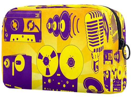 Beauty case per la registrazione musicale da donna, borsa da viaggio per articoli da toeletta grande, pratica borsa organizer con cerniera, Multi, 18.5x7.5x13cm/7.3x3x5.1in, Beauty case