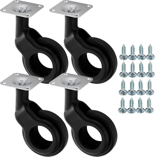 SOTECH 4 ruedas para muebles BONN Ø 60 mm negras sin freno frenos incl. | juego de tornillos Capacidad de carga hasta 120 kg 30 kg por rueda