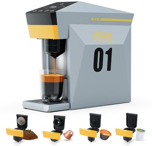 i Cafilas 4 in 1 caffettiera monouso Caffettiera elettrica Max per caffè macinato, compatibile con caffè macinato e capsula NS 1400W, 800 ml, 26,4x12x30,4 cm, 19 bar