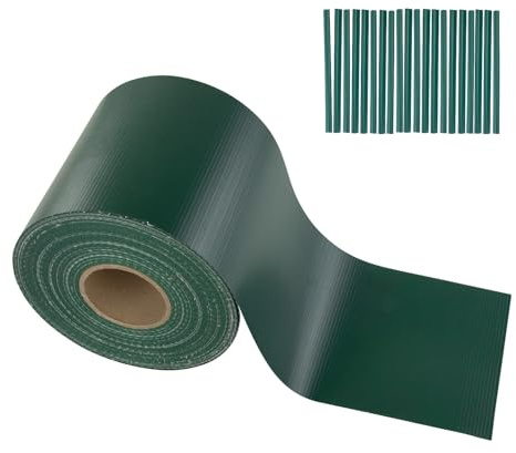 Stabilo Befestigungstechnik Sichtschutzstreifen 35m x 19cm + 20 Clips (450gr/m²) | Sichtschutz, Zaunblende, Zaunfolie für Doppelstabmatten (grün - RAL 6005)