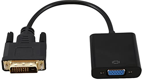 Pqahffowr Câble adaptateur DVI vers VGA 1080p DVI-D vers VGA 24+1 25 broches DVI mâle vers VGA femelle 15 broches convertisseur vidéo pour écran PC