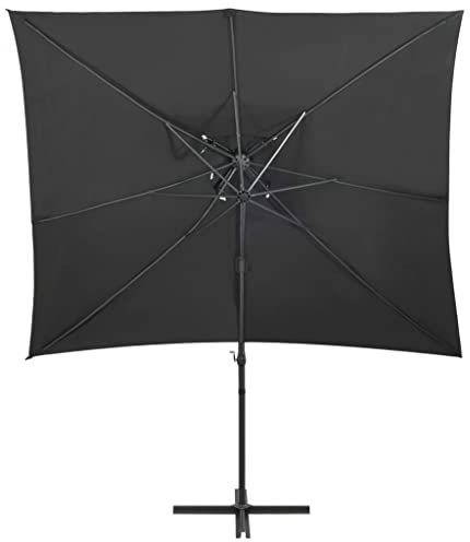 Eleganz Parasol déporté avec ventilation, 250 x 250 cm, anthracite, structure en aluminium et tissu revêtu de polyamide, parfait pour le jardin, la terrasse et le balcon, résistant au vent et durable