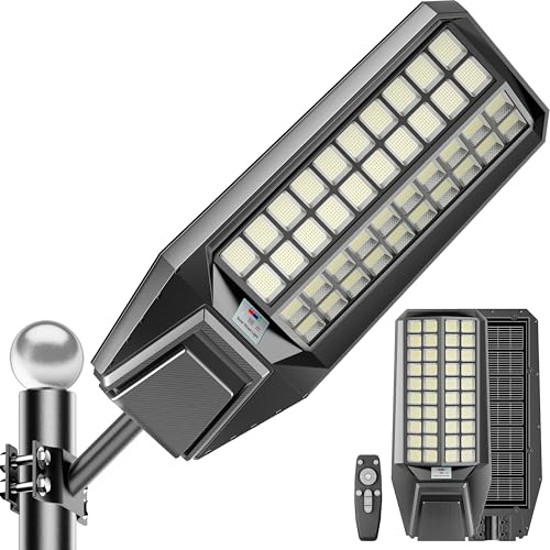 loyoele Utral-Grand lampadaire solaire, projecteurs solaires d'extérieur, lumières LED étanches à détecteur de mouvement, lumières du crépuscule à l'aube avec télécommande, éclairage de stationnement