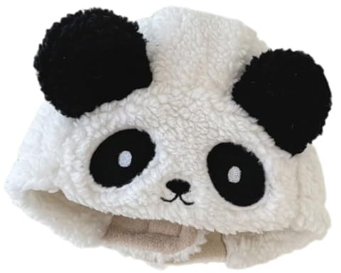 FackLOxc 1 x Babymütze für den Winter, modisch, für Jungen und Mädchen, Lammwolle, bequeme Ohrenschutz, warme Haube, Milchweißer Panda, S-M