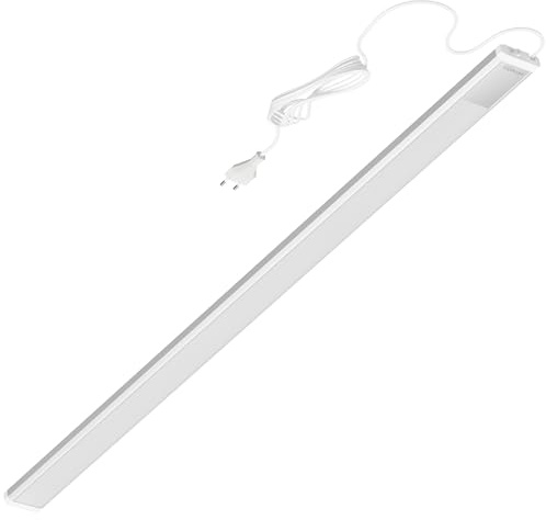 Oktaplex Riva lampe LED plate pour meuble bas de cuisine 1150lm blanc neutre 90cm lampe pour meuble bas argent avec interrupteur éclairage de cuisine 15W 230V