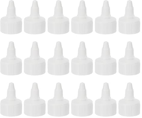 PATIKIL 28/410 Twist Bottle Caps, 18 Pcs Plastic Ribbed Edge Squeeze Bottle Replacement Caps with Foam Gasket for Paint Lids Glue Dispensing, White