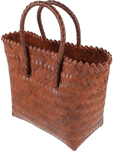 Luxshiny Cesta Organizadora de Cocina de PP Asa Resistente y Diseño Portátil para Picnic y Uso Interior, Cesta Multifunción Tejida de Gran Capacidad