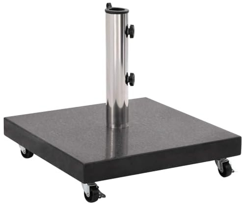 Tomostar Pied de Parasol avec roulettes, Support Socle de Parasol Base de Lestage Granite 30 kg Carré Noir