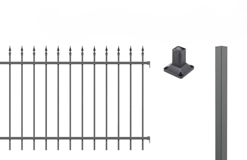 Alberts 510794 Juego completo de cercas Chaussee para atornillar, diferentes longitudes y alturas, diferentes colores a elegir, antracita, altura 100 cm, longitud 6 m