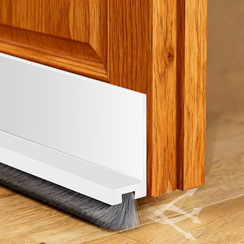 pangutheos 100cm Türbürstendichtung, Zugluftstopper für Türen Selbstklebend, Türbürste Bürstendichtung mit Bürste, Türdichtung Unten für Staubsicher, Schallschutz, Kälteschutz (Weiß)