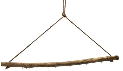 Treibholz AST zum Hängen mit 6 Haken zum Dekorieren - 83 cm - Holzast Wanddeko Hänger mit Naturkordel - Hängeast Holzscheit Holz Türhänger Wanddeko für Weihnachten Advent Dekoration