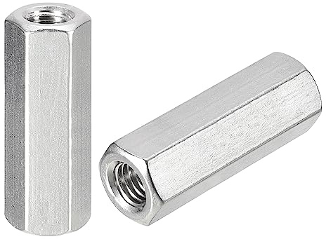 QUARKZMAN 4 Stück Langen Sechskantmuttern, M10 x 1.5-Gang 50mm Distanzmuffen Verlängerungsmutter 304 Edelstahl Metrische Sechskantstangen-Langmutter