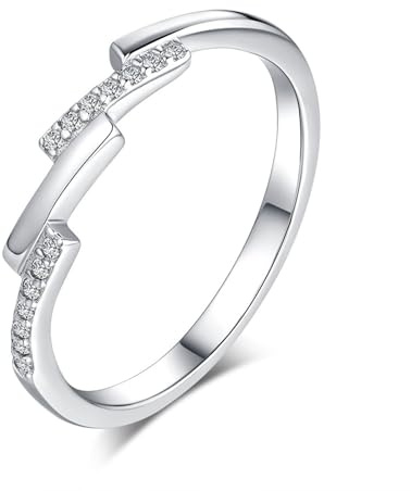 Whoiy Hochzeitsringe Diamant, Damenring 950 Platin Eheringe Echtgold Zart Jahrestagsring für Frauen Größe 60 (19.1)