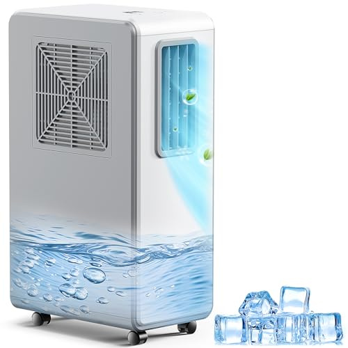 Climatiseur Mobile, Refroidissement, Ventilateur, Déshumidification, 4 en 1 climatiseur, 3 Vitesses, Silencieux, Minuterie 24h, Parfait pour Maison, Bureau & Chambre（Blanc）