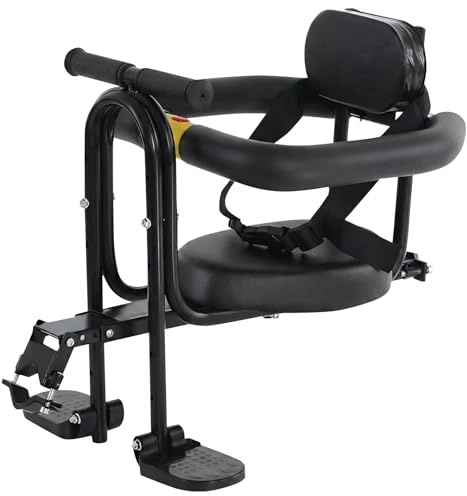 Fahrrad Kindersitz Vorne, Abnehmbarer Kindersattel mit Leitplanke & Rückenlehne & Weichem Sitzkissen & Höhenverstellbare Pedal, für MTB Rennrad, Falträder, für Kinder von 1~4 Jahre (bis 40 kg)