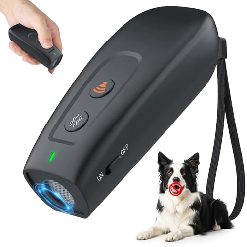 MASBRILL Ultraschall Anti-Bell-Gerät für Hunde, Handheld – 2 Modi (Ton & Ultraschall) mit Schutzsystem, Wiederaufladbar, 15 Tage Akku, Kompakt & Tragbar für Training zu Hause & Spaziergänge (Schwarz)
