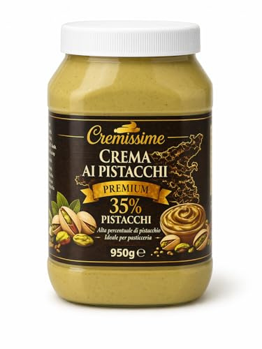 Cremissime Crema ai Pistacchi Premium 950 g, 35% Pistacchi, Senza Coloranti Aggiunti, Ideale per Pasticceria, Farinato