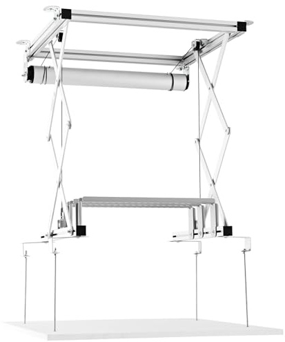 celexon PL300 élévateur Plafond projecteur | Max. 47cm Extensible | Support escamotable réglable en hauteur avec finition affleurante, pour faux plafonds, avec interrupteur mural
