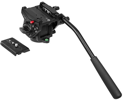 Kingjoy MP Series video monopiede treppiede 4-section Twist lock telescopici gambe con Fluid Damping testa e base in tre supporto pieghevole, compatto, nero (MP3208 + vt-3510)