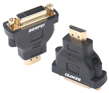 BENFEI Adattatore HDMI a DVI-D DVI 2 Confezioni, adattatore da HDMI a DVI-D DVI bidirezionale maschio a femmina con cavo placcato oro
